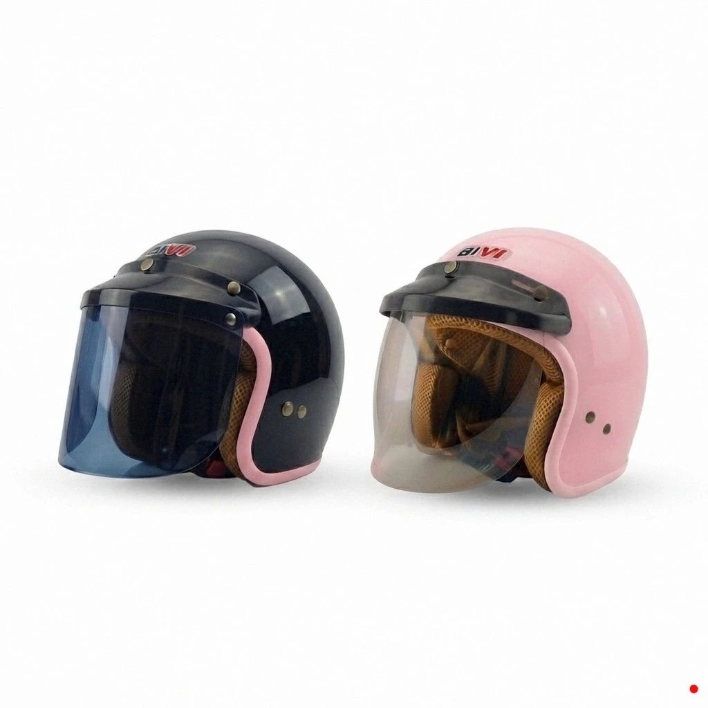 Helm Bogo Wanita Retro BIVI PREMIO LIst Pink Dengan Desain Elegan Cewek Remaja Dan Dewasa SNI Half Face Ukuran M - L