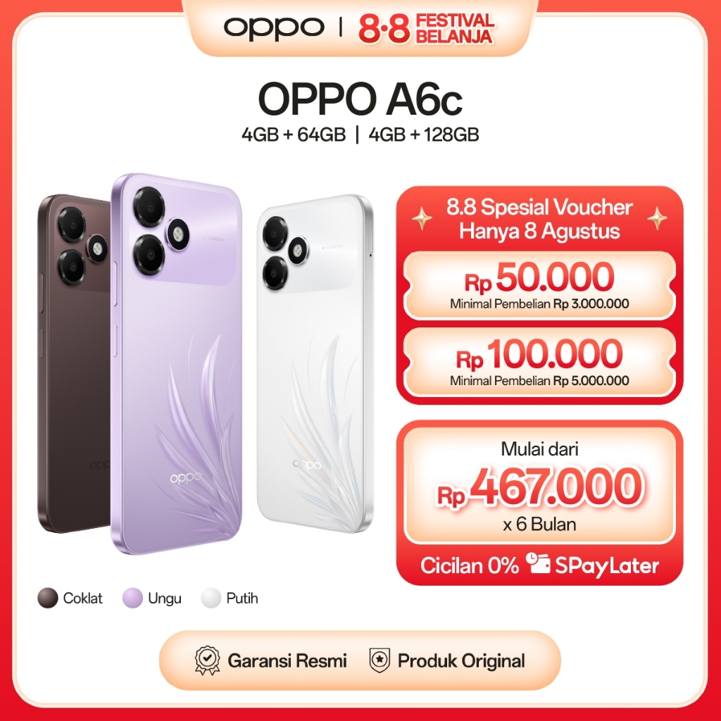 [BARU] OPPO A6c 4GB/64GB & 4GB/128GB [7000mAh Large Battery, IP64 Water & Dust Resistance, 120Hz Ultra Bright Display]