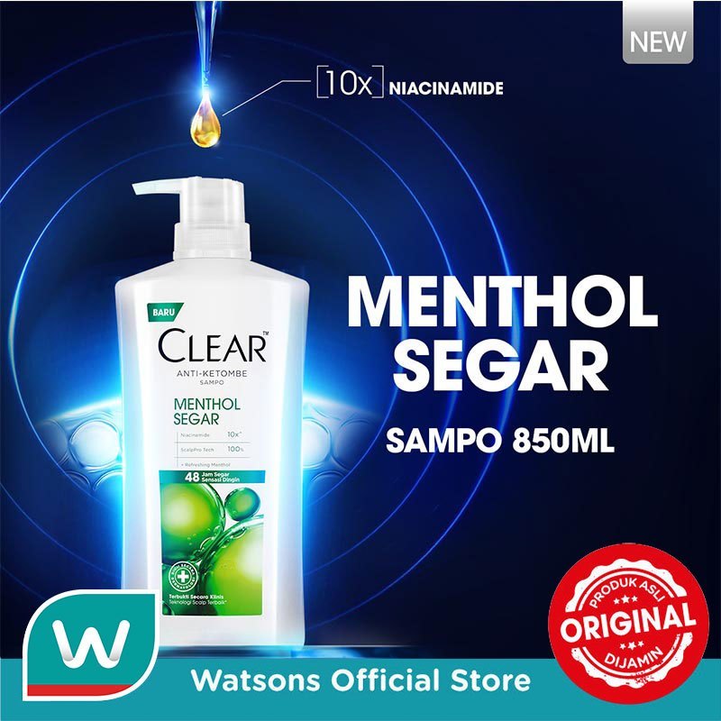 Clear Shampoo Anti Ketombe Menthol Segar 850ml