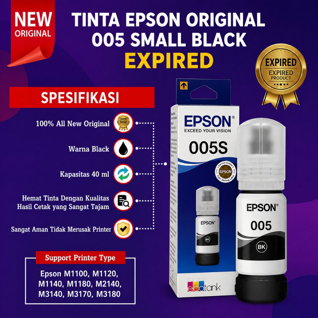 Tinta Original Epson 005s Small Black Expired M1100 M1120 M1140 M1180 M2140 M3140 M3170 M3180