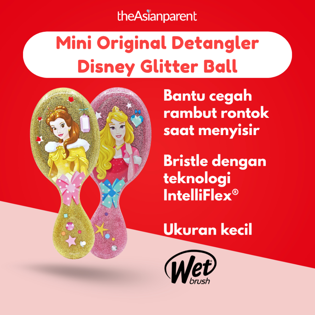 Wet Brush Mini Detangler Sisir Anti Kusut Disney Glitter Ball