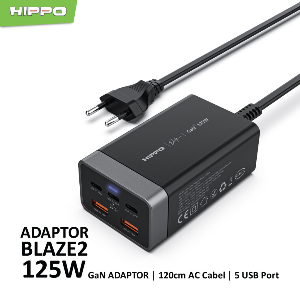 Hippo Elite Blaze 2 125W Adaptor Charger 5 port Support Laptop