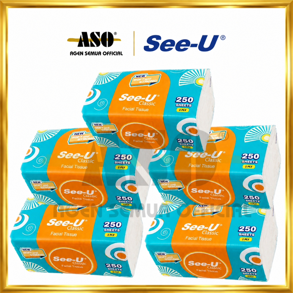 [ PAKET ISI 5 ] TISU tissue NEW SEE U 250 sheet 2Ply SOFT & STRONG FACIAL tissue PROMO !!!