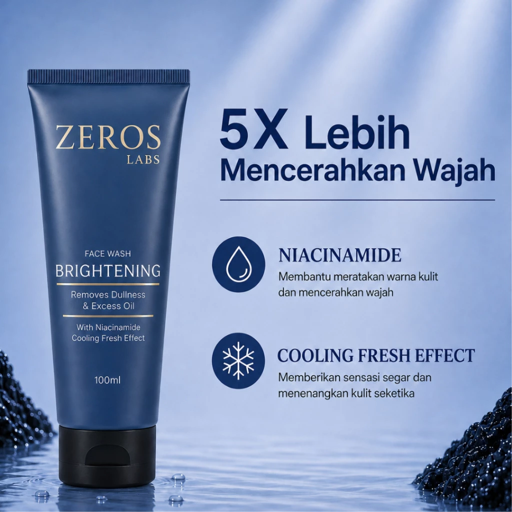 [MAISON MOTIF] Zeros Labs Brightening Facial Wash Men Cleanser Niacinamise Cooling Fresh 100ml - Gambar 2