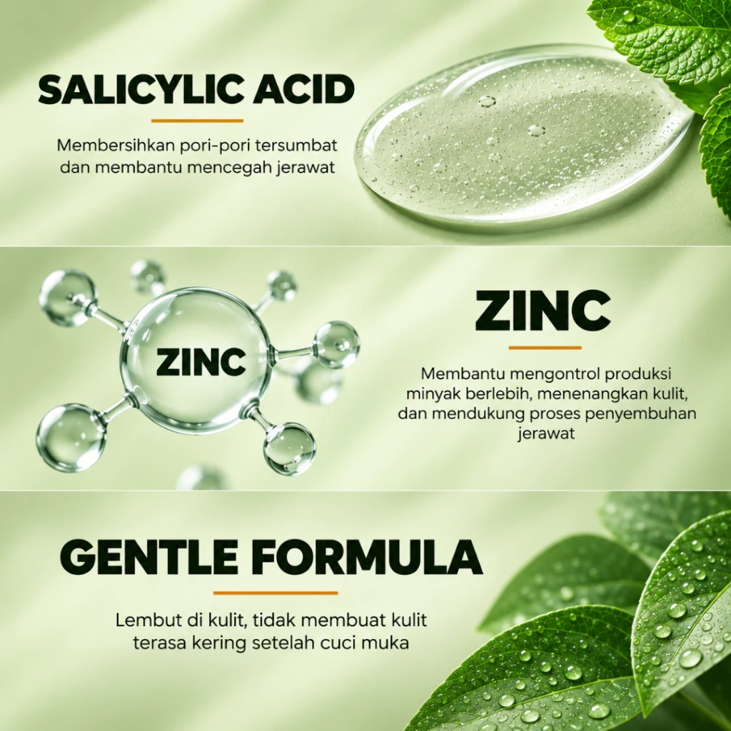 [MAISON MOTIF] Zeros Labs Acne Defense Facial Wash Men Cleanser Pria Berjerawat Kontrol Minyak dan Lembab 100ml - Gambar 3
