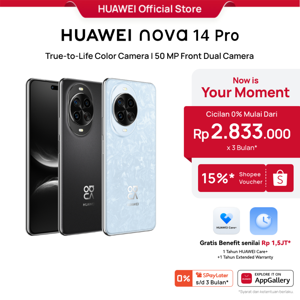 [PayDay s/d 15%] HUAWEI nova 14 Pro Smartphone l True-to-Life Color Camera / 50 MP Front Dual Camera l Smart AI / 100W