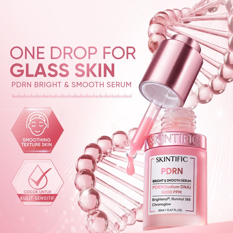 SKINTIFIC - PDRN Bright & Smooth Serum 20ml / High-potency PDRN Accelerates renewal fades dullness fortifies the barrier Mencerahkan Dark Spot Tumpas Komedo anti aging Whitening Brightening anti acne Eksfoliasi skincare