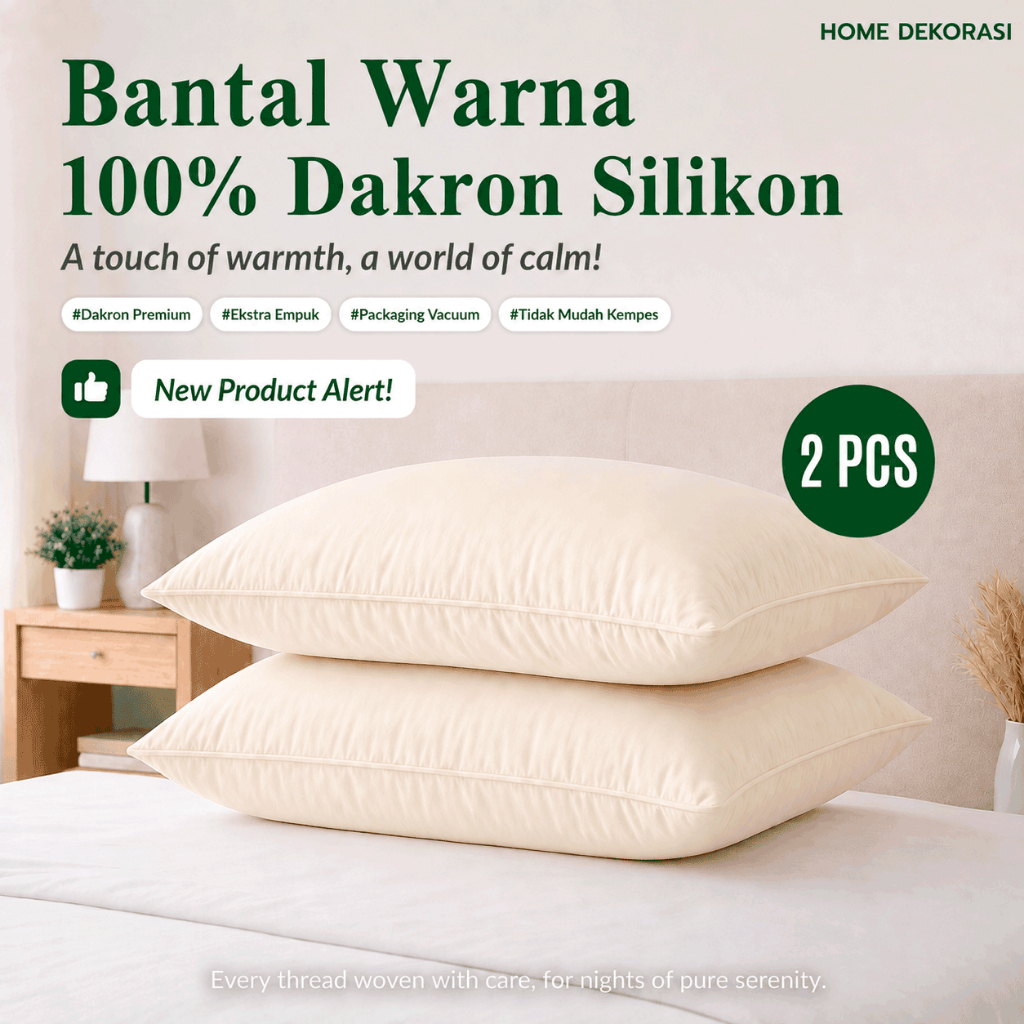 ISI 2 PCS Bantal Hotel Bantal Tidur Dacron Bantal Dacron Silicon 60x40cm Tebal Nyaman Empuk Bisa Dicuci - Gambar 3