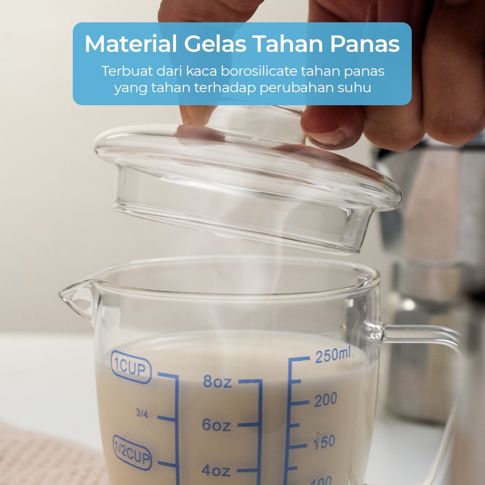 Gelas Ukur Kaca 250/500 mL Skala Tahan Panas Dingin Mug Milk Jug Bening Pitcher Teko Botol Susu - Gambar 3