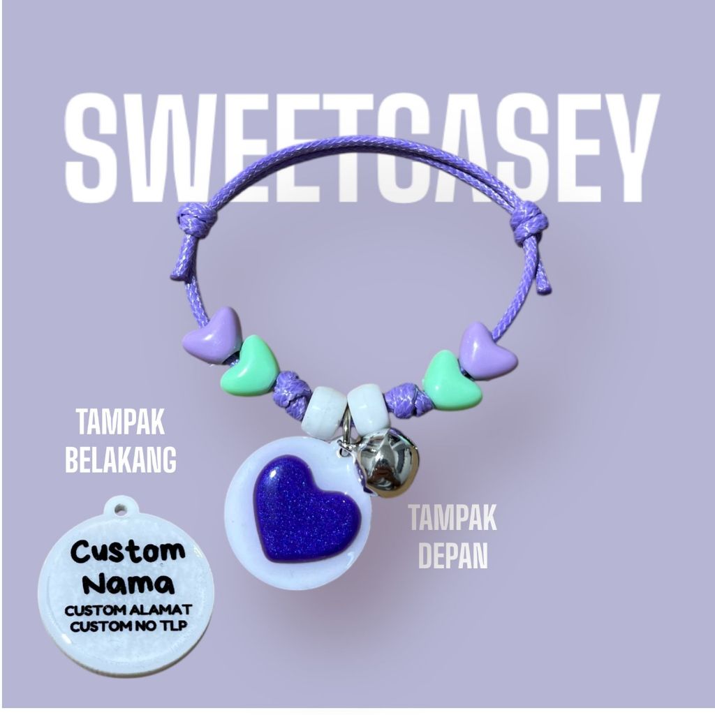 KALUNG KUCING HEART/KALUNG KUCING CUSTOM NAMA/KALUNG KUCING FREE NAMA DEPAN BELAKANG - Gambar 3