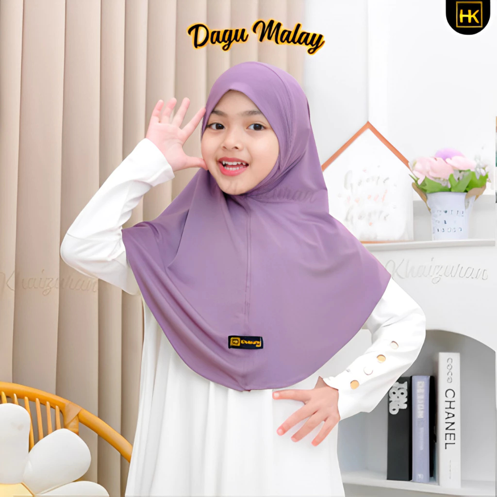 [DISA kids] Khimar Dagu Anak /Bergo Dagu Malay kids /Hijab Anak Dagu Malay 3-12th - Gambar 4