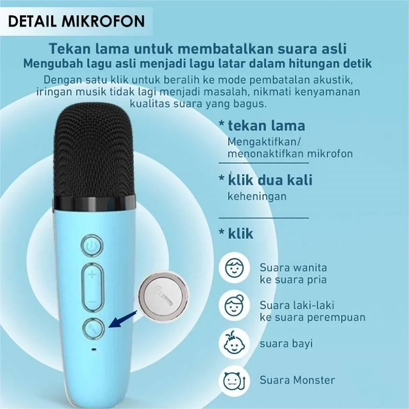 [COD] Mini Speaker Bluetooth Speaker Wireless Karaoke With MIC RGB Light Portable Karaoke Set - Gambar 4