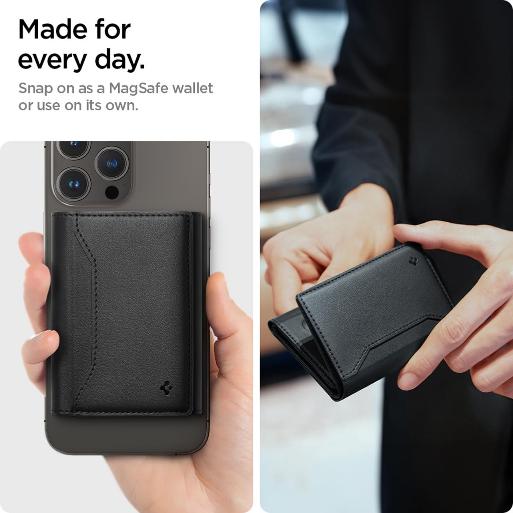 Foldable Card Holder Magnetic Spigen Valentinus S Trifold Kickstand HP Leather Wallet Dompet Kartu Magsafe - Gambar 2