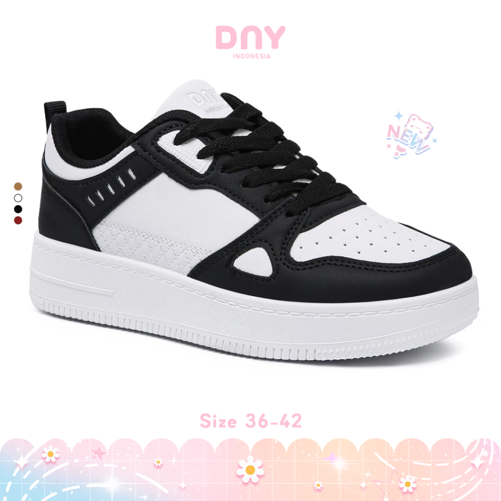 Sepatu DNY Sepatu Sneakers Hitam Putih Back To SchoolWanita Sepatu Cewek Terbaru Snekers Cewek Kekinian SP-367D