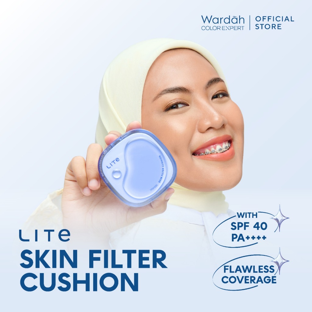 Wardah Lightplus Lite Skin Filter Cushion 11 g - Fresh Look, Tahan 8 Jam, Flawless Coverage, Bebas Kulit Kusam, Satin Finish, Tampilan Sehar dan Youtful, Lightening - Makeup - Gambar 2