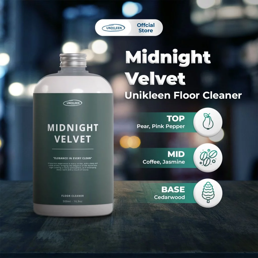 Midnight Velvet Unikleen Floor Cleaner 500ml – Pembersih Lantai Antibacterial Wangi Premium, Anti Lengket & Tahan Lama Pengharum Ruangan Tahan Lama dan Wangi