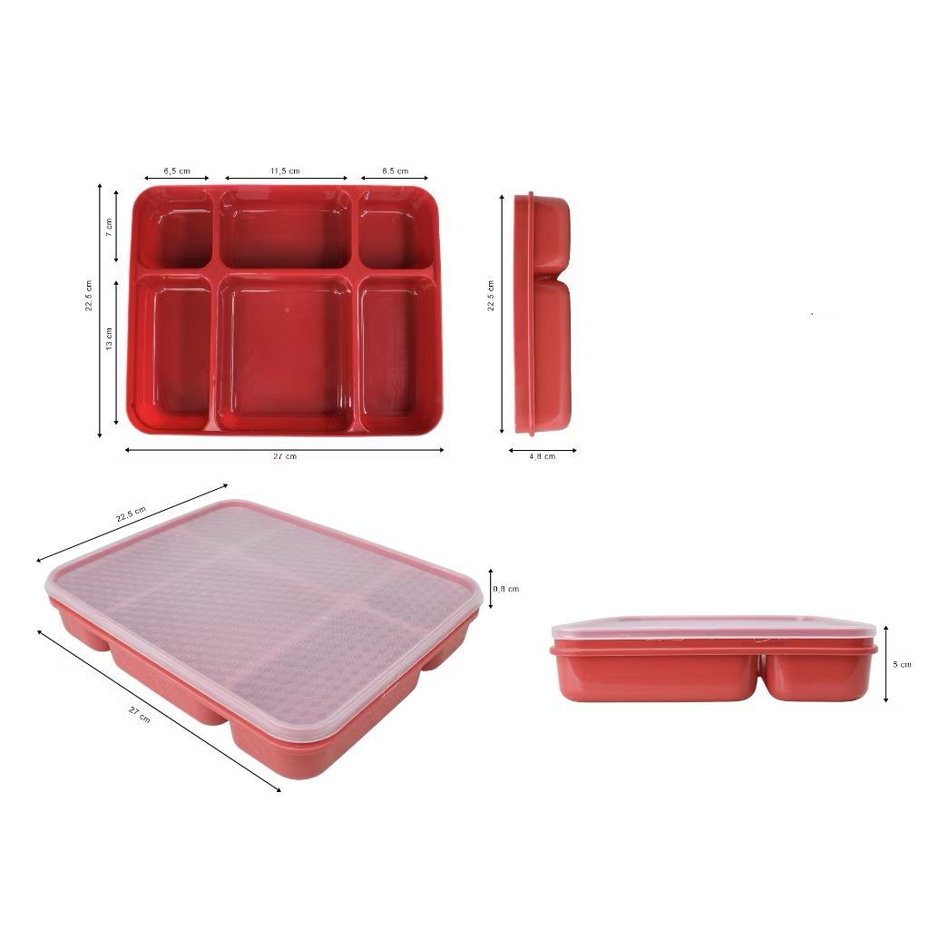 Dreamyhouse Lunch Box Bento Jumbo Kotak Bekal Makan 6 Sekat Wadah Makan Plastik - Gambar 4