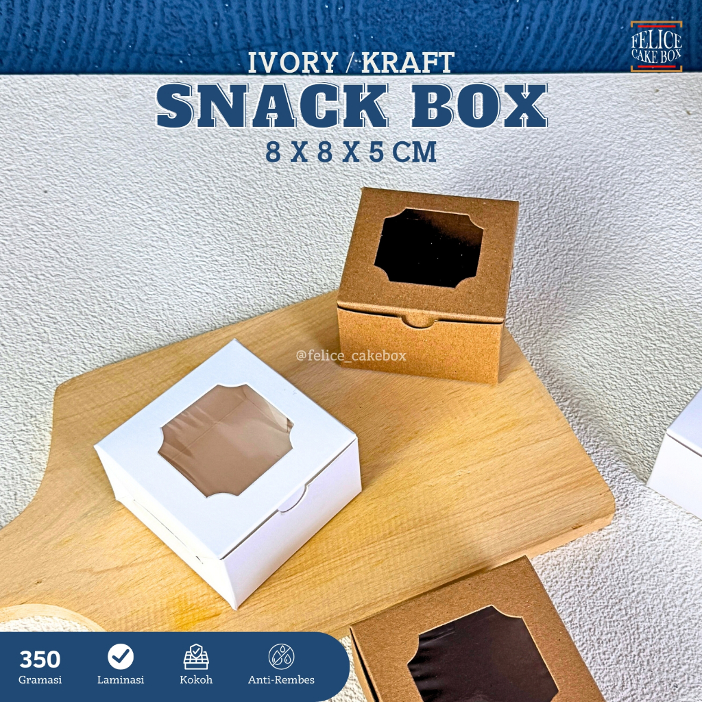 PLAIN IVORY KRAFT SNACK BOX 8X8X5 CM PLAIN MINI CHEESECAKE BOX PLAIN ...