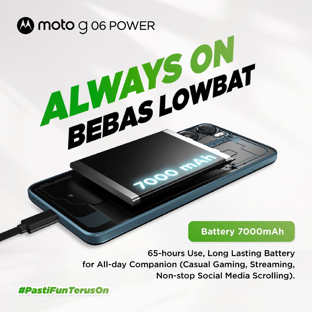 Moto G06 Power 128GB RAMBoost 12GB - 6.88" - 7000mAh - 50MP Pro Mode - DolbyStereo - GorillaGlass3 IP64 - WaterTouch - NFC - Pantone Vegan Leather - Free Charger & Transparent Case - Gambar 2