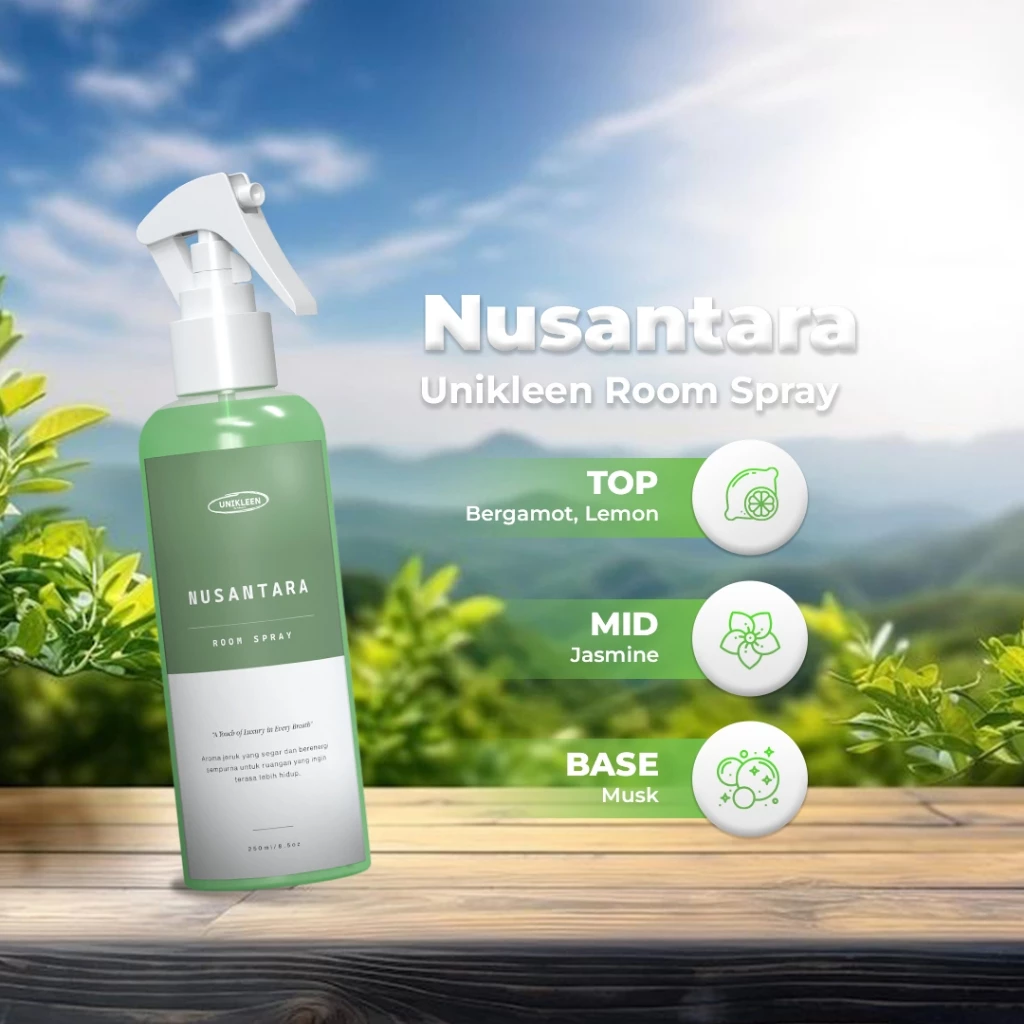 Unikleen Bed & Room Spray Nusantara - Pengharum Ruangan Anti Bakteri, Pewangi Sofa & Kasur, Linen Spray Tahan Lama