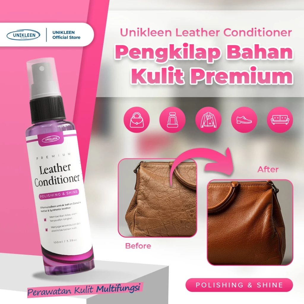 Unikleen Leather Conditioner Pengkilap Kulit 100ml (Polishing & Shine) - Perawatan Tas, Sepatu, Jaket, Sofa Premium