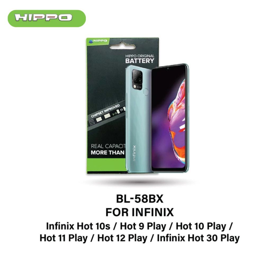 Hippo Baterai INFINIX BL-58BX 5960mAh HOT 10S HOT 10 PLAY HOT 11 PLAY HOT 9 PLAY HOT 30 PLAY HOT 12 PLAY BL58BX Original
