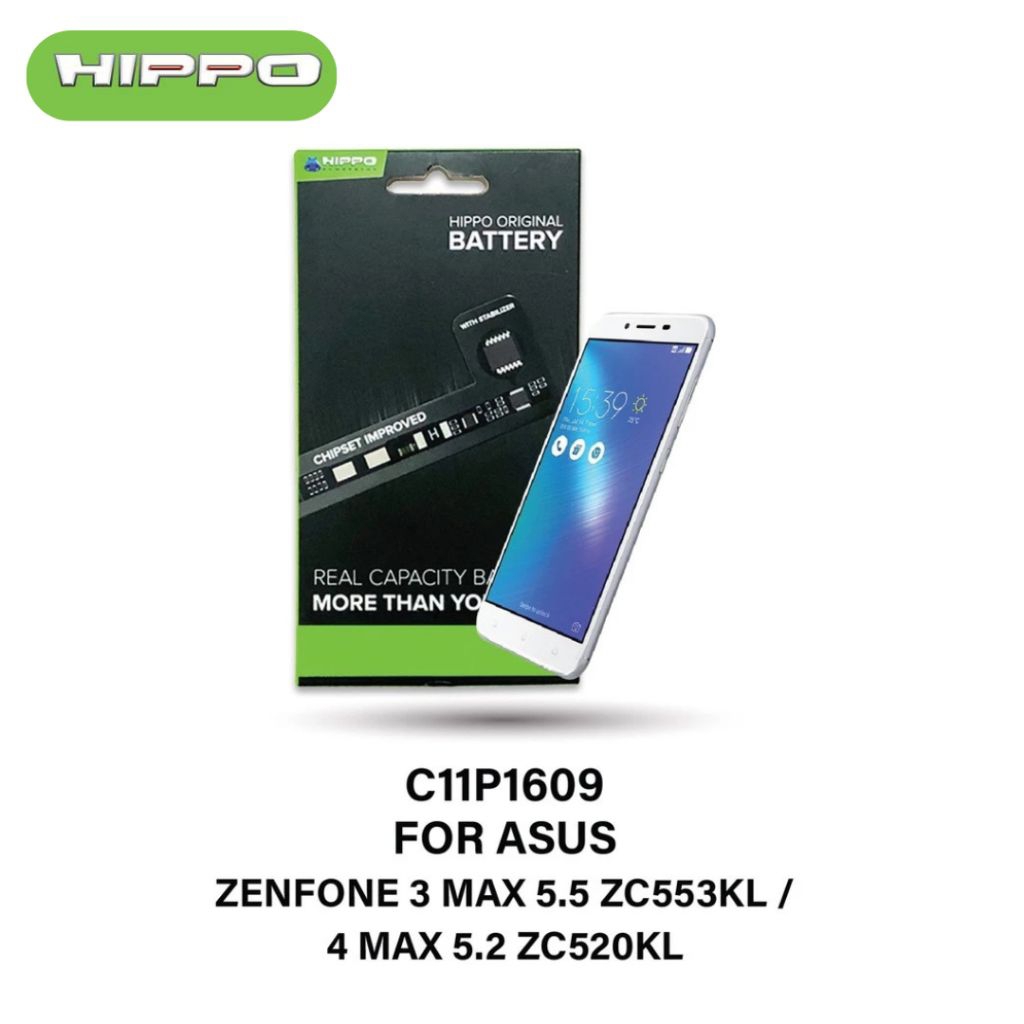 Hippo Baterai ASUS C11P1609 ZENFONE 3 MAX 5.5 ZC553KL / 4 MAX 5.2 ZC520KL 4120mAh Battery Batere Batrai Batre Original Cell Garansi resmi