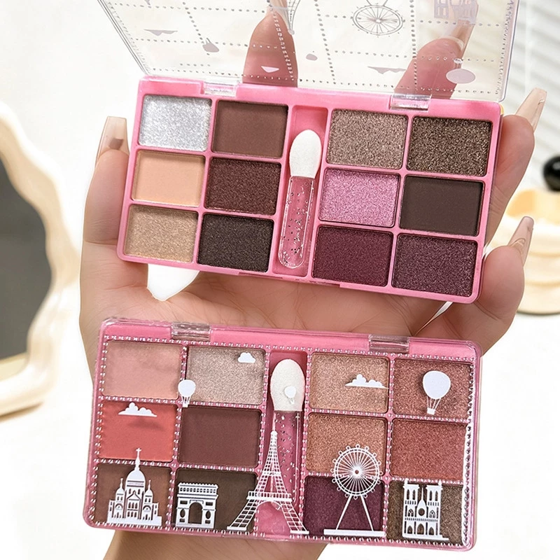 GROSIR 12 Pcs Eyeshadow Palette 12 Warna Blush On Highlighter Matte Shimmer Waterproof Brush 289 - Gambar 4