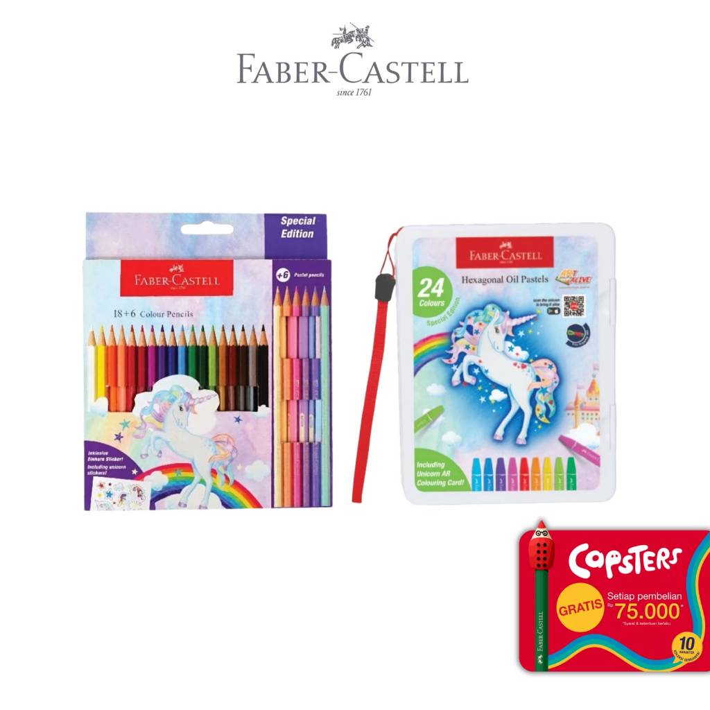 Faber-Castell Unicorn Stationery Oil Pastel set 24 dan Pensil warna set 24