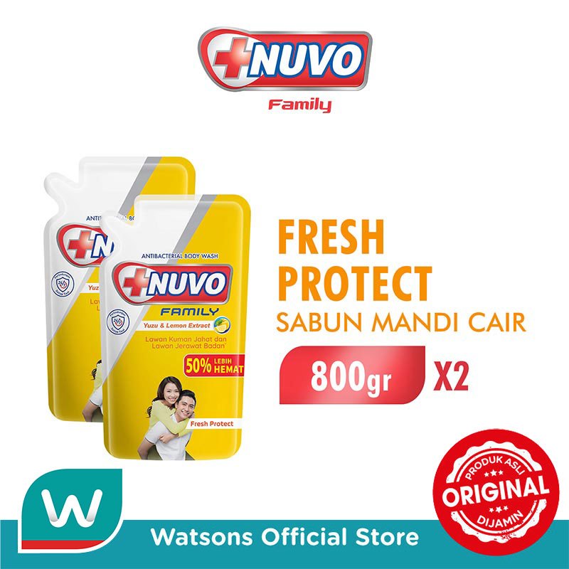 Nuvo Family Sabun Mandi Cair Fresh Protect Pouch 800g X 2