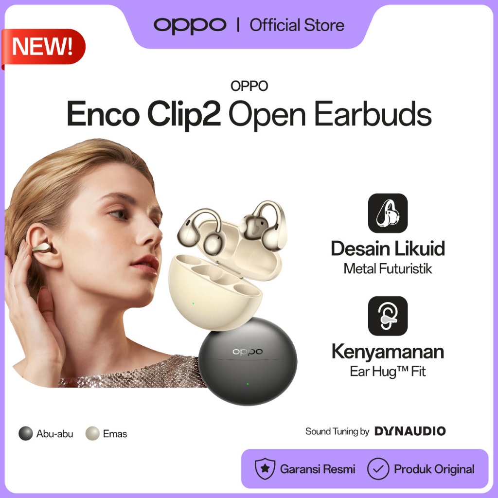 [BARU] OPPO Enco Clip2 Open Earbuds [Sound Tuning by DYNAUDIO, Flagship 6nm AI Quad-Core Chip. Crystal-Clear Bone Calls, Shape-Memory Ni-Tic Arc] - Gambar 2