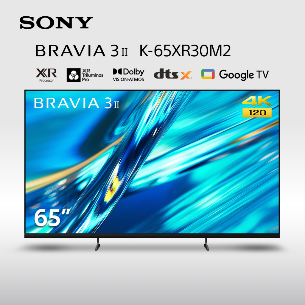 BRAVIA 3 II 65 Inch TV / XR Processor / 4K Ultra HD / High Dynamic Range (HDR) / Smart TV (Google TV) / K-65XR30M