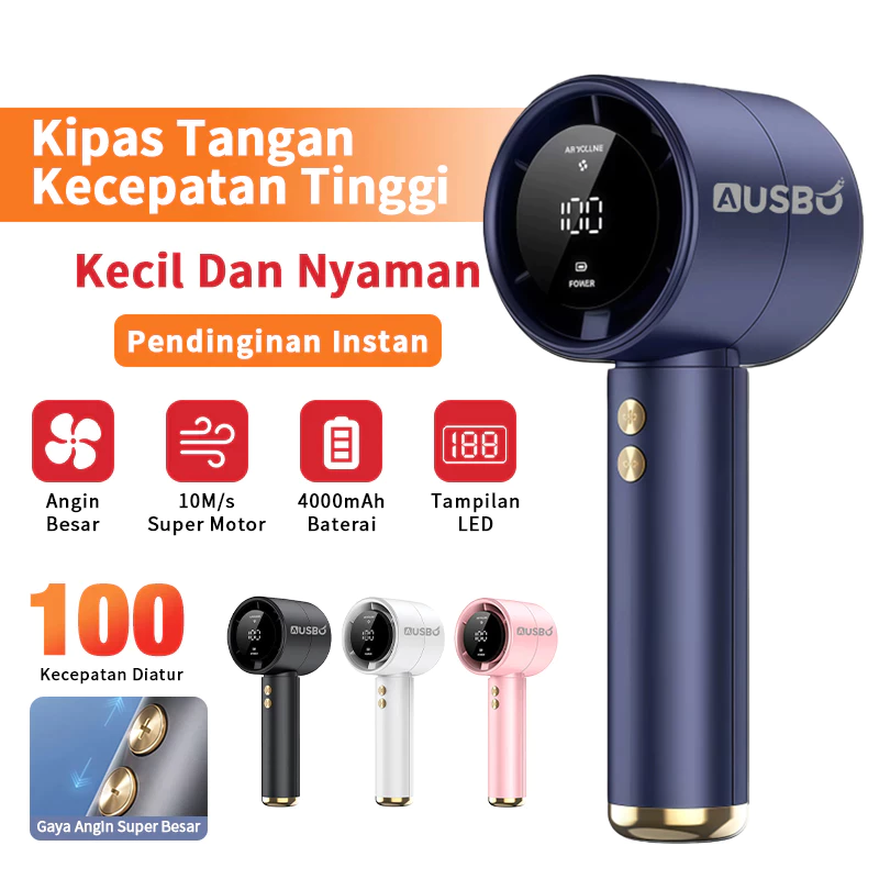 Kipas Mini Portable Strong Wind 120 Gear Speed Tampilan Digital LED untuk Olahraga Luar Ruangan