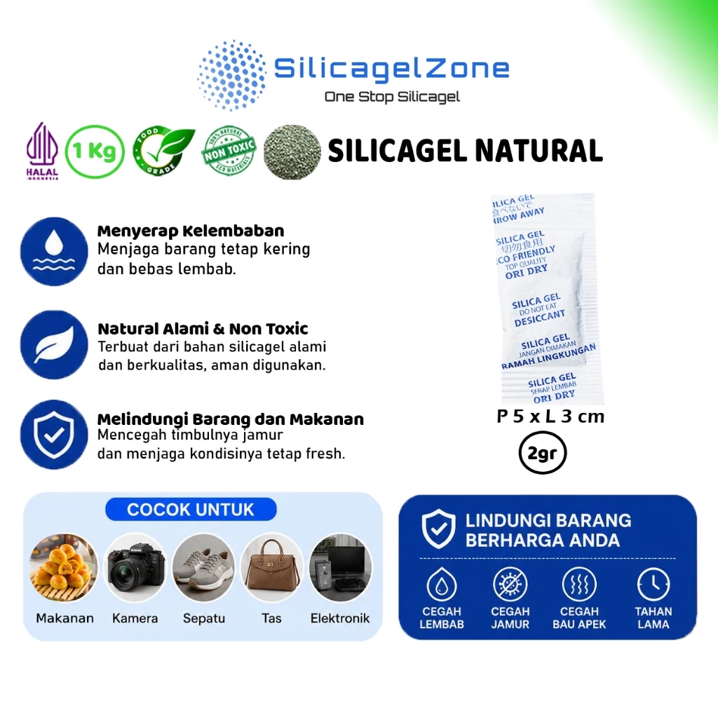 Silica Gel Natural / Silika Gel Natural 1Kg TERMURAH FOOD GRADE - Gambar 4