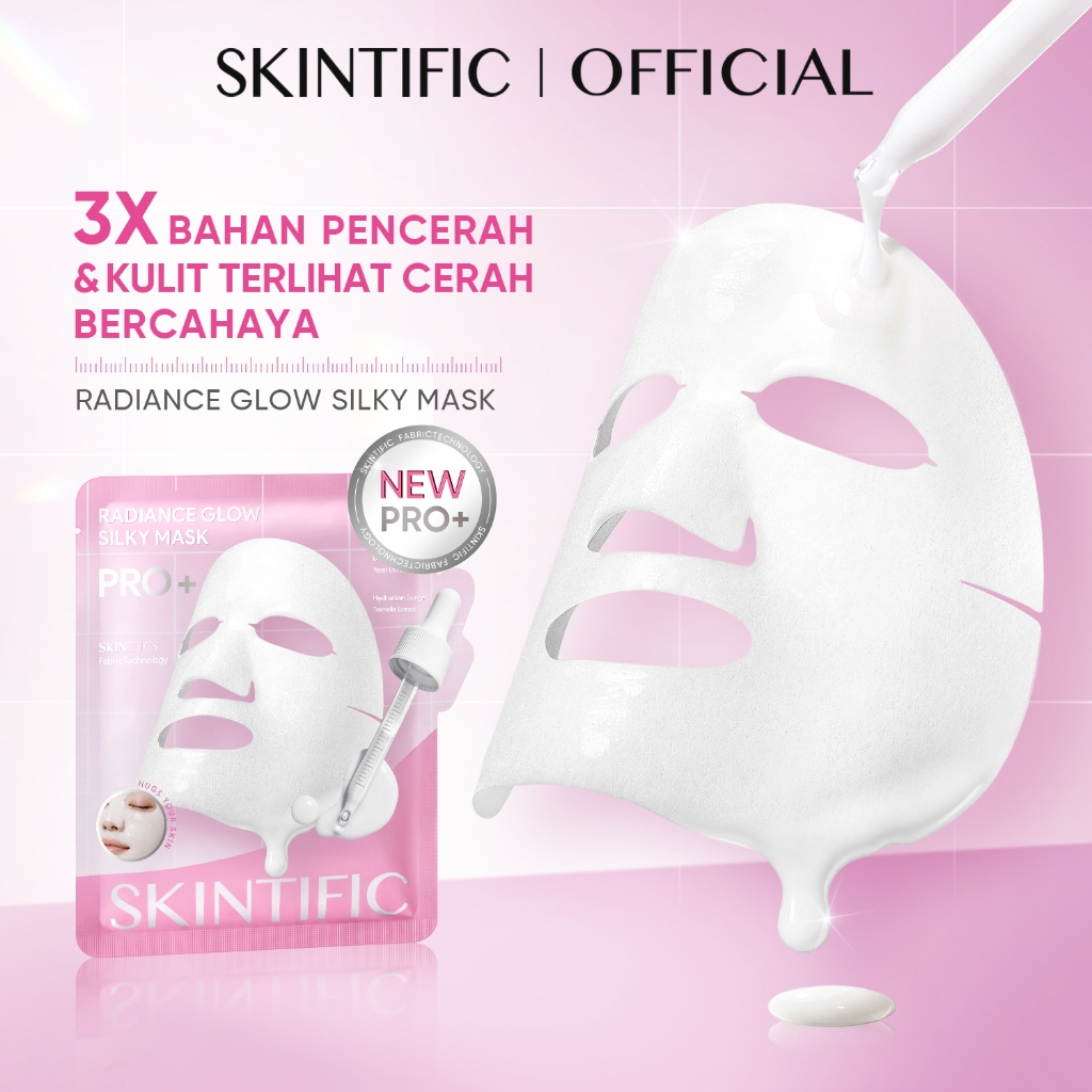 [NEW LAUNCH!] SKINTIFIC Radiance Glow Silky Mask Sheet Mask Wajah dengan 20% Tremella Niacinamide TXA untuk Glass Skin Brightening Hydrating Plump Soothing Kulit Kusam Kering skincare - Gambar 2
