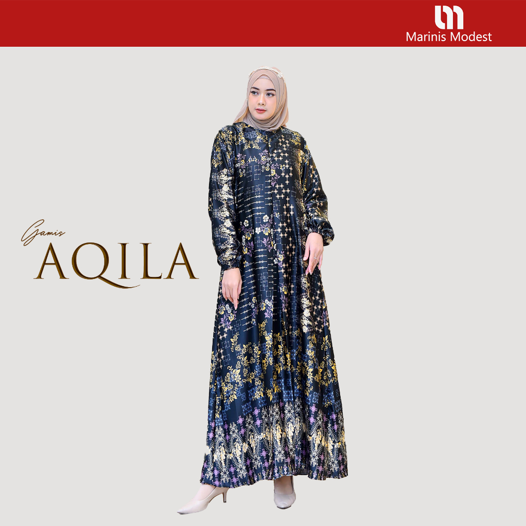 Marinis Modest – Gamis Motif Wanita Muslim Bunsui Friendly Zipper Depan Bahan Aqila Series Warna Dasty Pink - Gambar 4