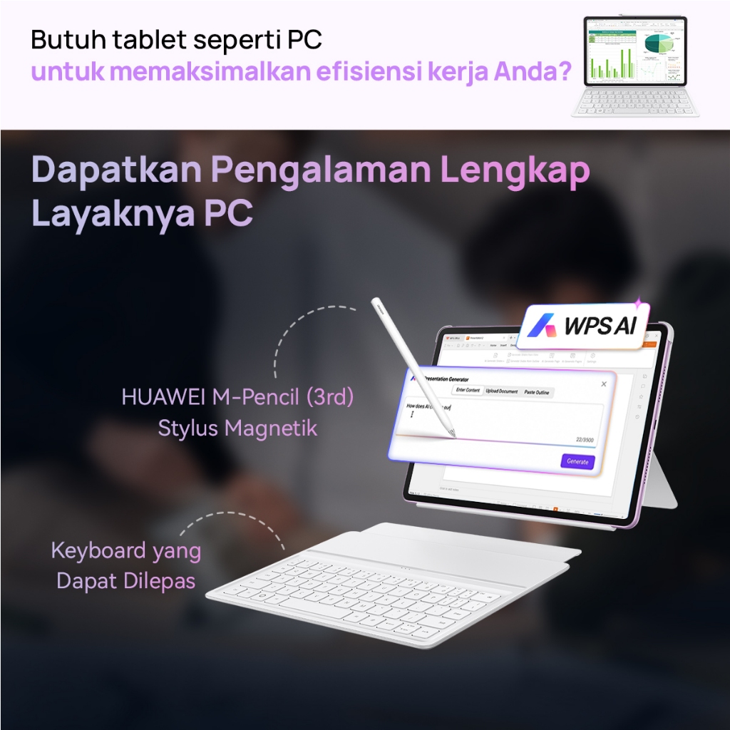 [PayDay s/d 15%] HUAWEI MatePad 11.5 PaperMatte Tablet / Produktivitas WPS Setara PC ditenagai AI / Layar Papermatte / 10,100 mAh 40W HUAWEI SuperCharge - Gambar 4