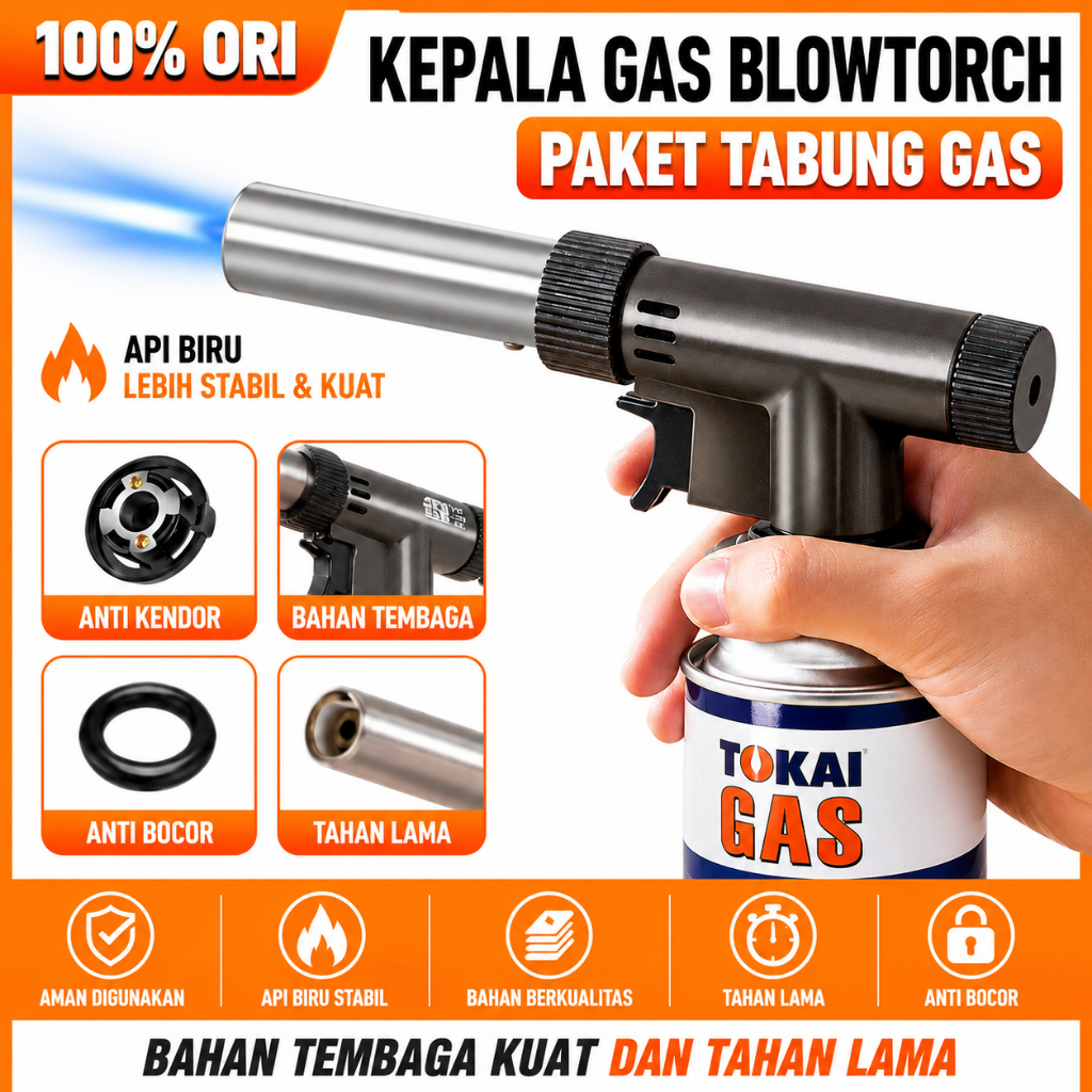 Kepala Gas Blowtorch Full Metal Serbaguna untuk BBQ Las Solder XTAR TABUNG GAS