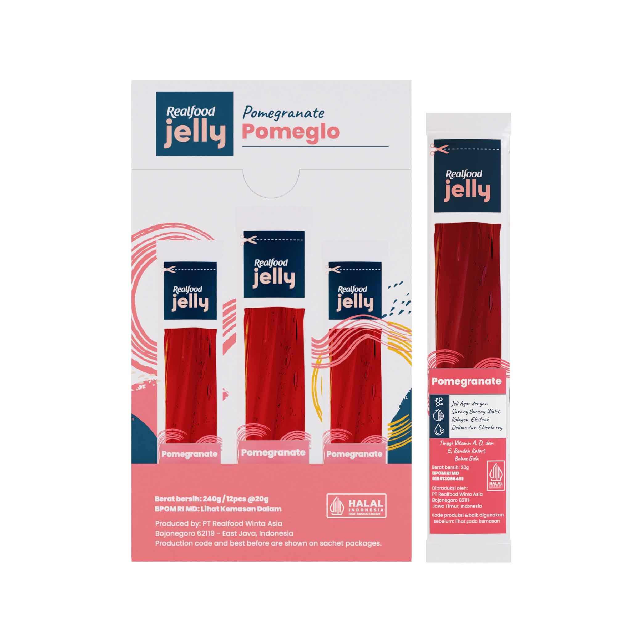 BUY 12 GET 12 Realfood Jelly Pomeglo / Jelly Glowing Skin / Beauty Jelly / Pomegranate / Collagen / Retinol / Kulit Cerah / Glowing Skin / Firming Skin / Elastisitas Kulit / Kulit Kencang / Antioksidan / UV Care / Daily Beauty Snack - Gambar 3