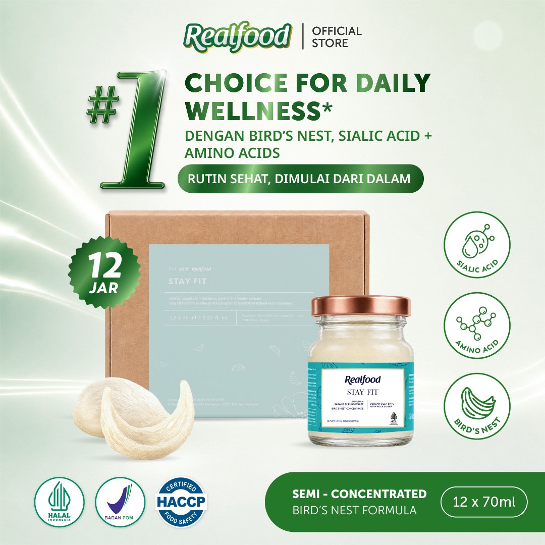 Realfood Stay Fit / Minuman Sarang Burung Walet / Daily Wellness / Nutrisi Harian / Daya Tahan Tubuh / Imun Harian / Wellness Drink / Bird Nest Drink / Minuman Kesehatan untuk Aktivitas Sehari Hari