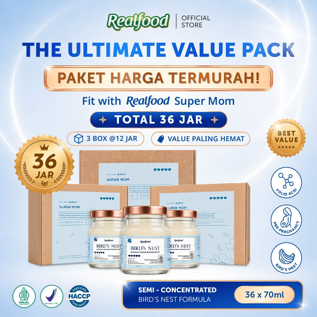 Realfood Triple Bundle Super Mom Minuman Sarang Burung Walet, 36 Jar