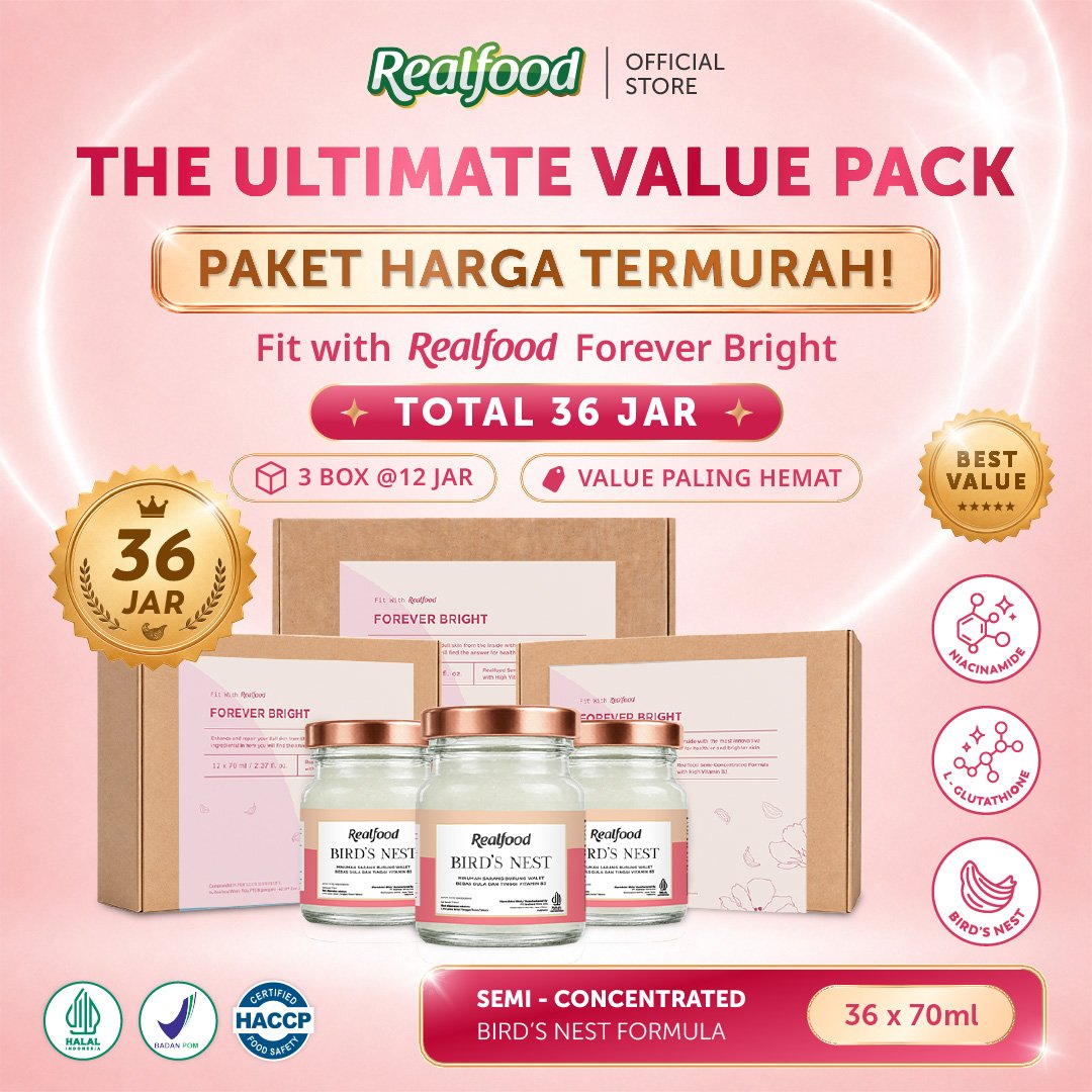 Realfood Triple Bundle Forever Bright Minuman Sarang Burung Walet, 36 Jar