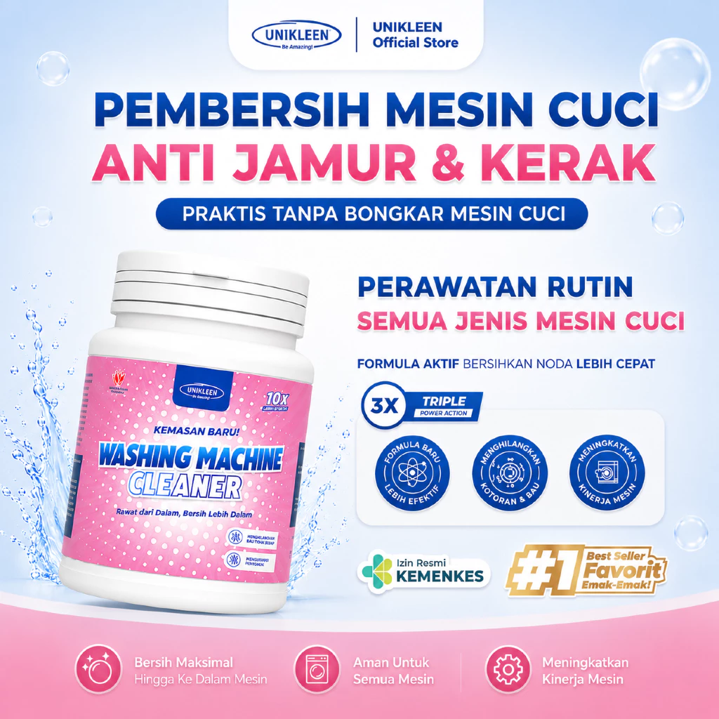 UNIKLEEN Pembersih Mesin Cuci Antibakteri Washing Machine Cleaner/pembersih mesin cuci/pembersih mesin cuci 1 tabung bukaan atas/pembersih mesin cuci 2 tabung/bubuk mesin cuci pembersih