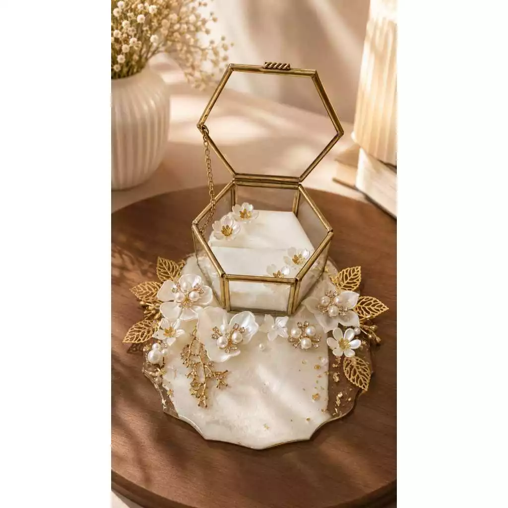 Hexa Resin Ring Box / Kotak Cincin Rustic / Ring Bearer Tempat Cincin Murah
