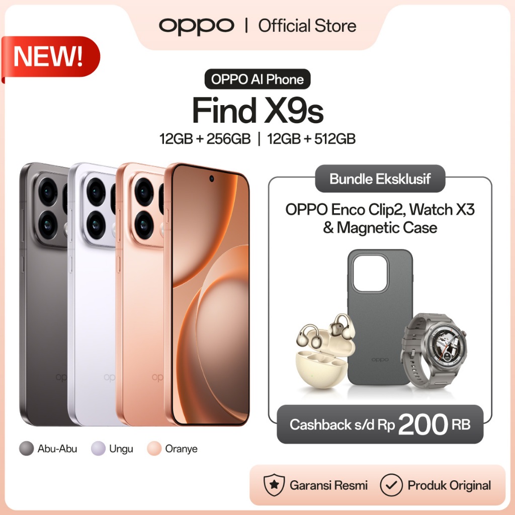 [BARU] OPPO Find X9s 12GB+256GB/512GB [50MP Tiga Kamera, Baterai Besar 7025mAh 80W SUPERVOOC, MediaTek Dimensity 9500s] - Gambar 3