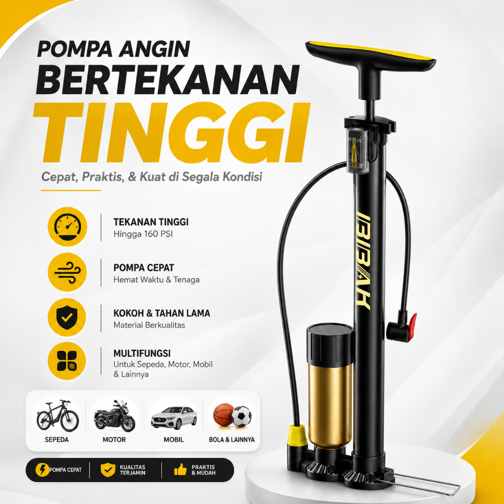 Pompa Angin Sepeda Motor 160 Tekanan Tinggi Portable Tahan Lama