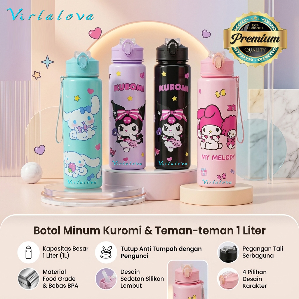 Virlalova Botol Sport 900ml Gradasi Random Color