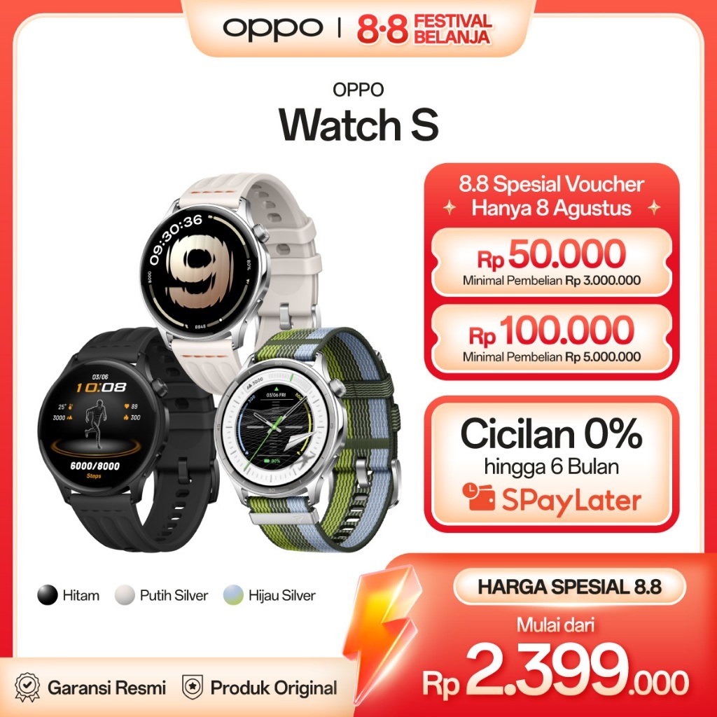 [NEW] OPPO Watch S Smartwatch for Running, Fitness & Health [Ultra-slim Stainless Steel Design, Advanced Tracking for Major Workouts, 60s Wellness Overview]