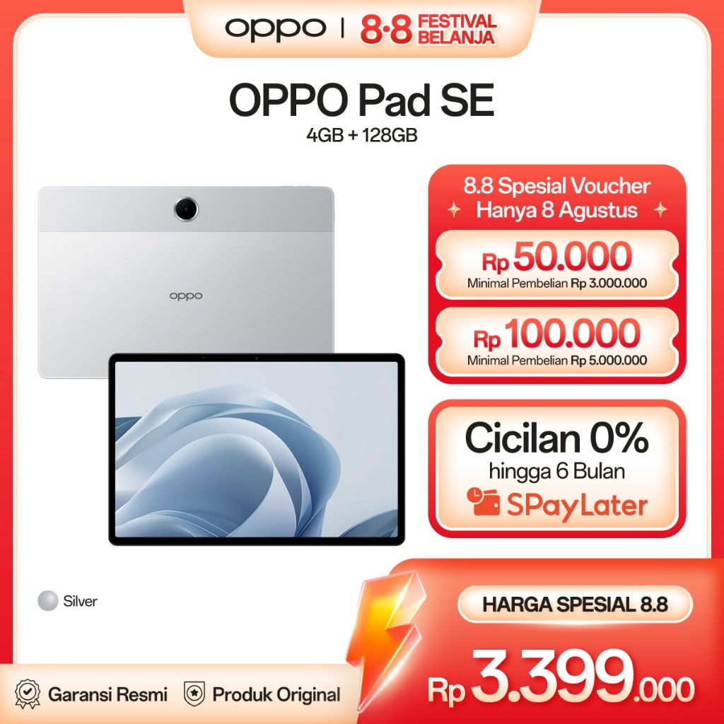 OPPO Pad SE 4GB/128GB Wi-Fi Version [9340mAh Long-Lasting Battery, lmmersive Eye-Care Display & Google Gemini, Personalized Kids Mode]