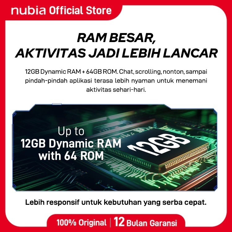 [SPECIAL 9.9] nubia A36 ROM 64GB RAM 12GB (4+8GB) Smartphone Kamera AI 13MP Layar 6.75" 90Hz, Baterai 5000mAh Fast Charging - Gambar 4